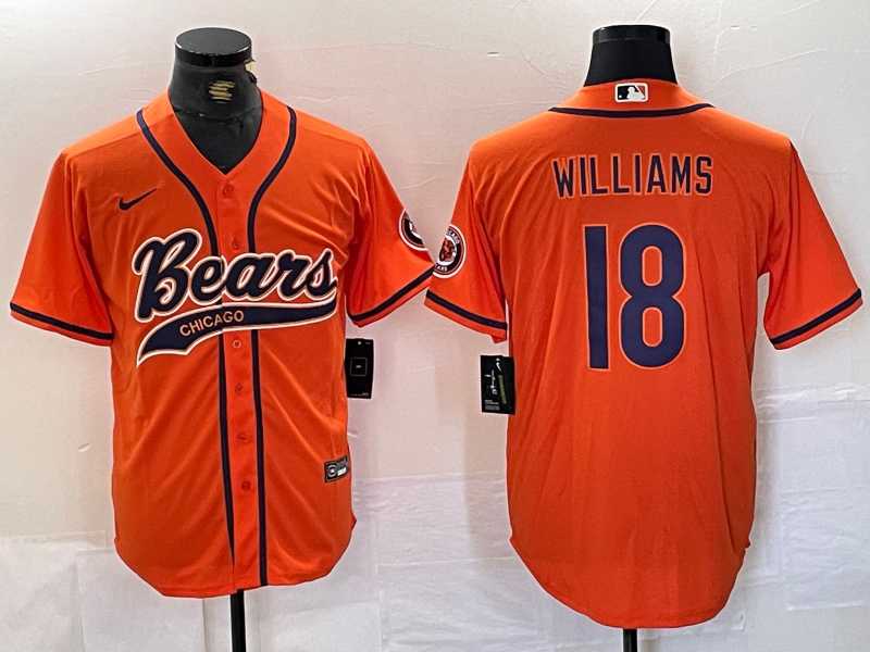 Men's Chicago Bears #18 Caleb Williams Orange With Patch Cool Base Stitched Baseball Jersey,We sell and wholesale Men's Chicago Bears #18 Caleb Williams Orange With Patch Cool Base Stitched Baseball Jersey on line form chian!